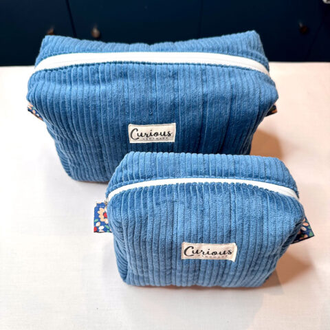 Boxy Pouch - Blue Cord with Sybil Inner