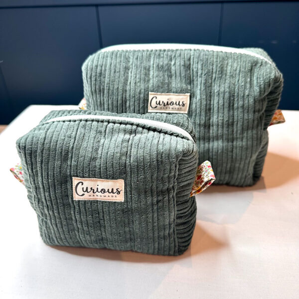 Boxy Pouch - Green Cord with Hattie Inner